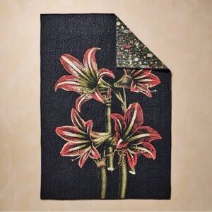 John Derian Red Black Reversible Amaryllis Flower Throw Quilt